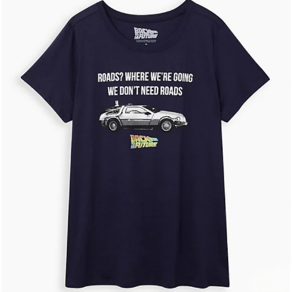 Torrid Back To The Future Roads Crew T-shirt Navy Blue 1X
